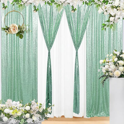 Eternal Beauty Mint Green 3mm Sequin Backdrop 2x8 Ft 2 Pack Wedding | Dense - Image 6