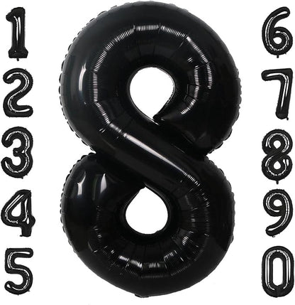 40 Inch Black Number 8 Balloons Helium Giant Black 8 Balloons by LHOAVWE