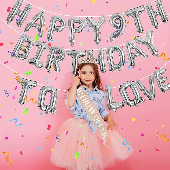 Silver Happy Birthday Balloon Banner Set -16" Foil Letters Balloons | 76pcs - Image 9