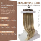Ve Sunny Clip in Hair Extensions Balayage Human Hair Clip in Extensions Ombre Chestnut Brown to Platinum Blonde Clip in Hair Extensions Real Human Hair for Holiday Party 120g 7pcs 16inch