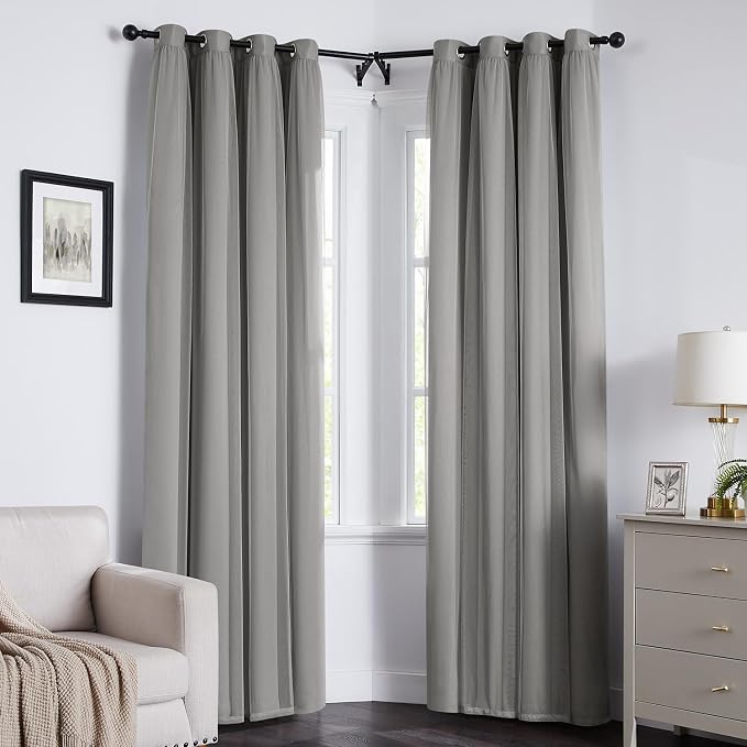 100% Blackout Curtains for Bedroom, Double Layer Grey Curtains, Room Darkening - Image 8