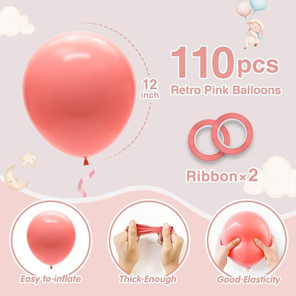110pcs Dusty Pink Balloons 12 Inch Latex Balloon - Image 2