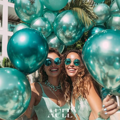 AULE 50Pcs Metallic 12 Inch Teal Green Chrome Helium Shiny Balloon | Perfect - Image 3