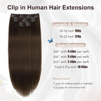 XDhair Clip in Hair Extensions Human Hair 120g 22 Inch 6pcs Medium Brown Real Hair Extensions Clip ins, Straight Real Human Hair Extensions for Women #4 22 Inch