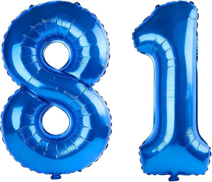 40 Inch Number 81 Balloons for 81st Birthday Party Decorations, 0-100 Dark Blue by FOBELEC