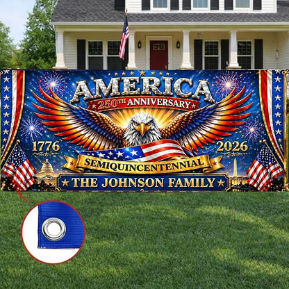 Personalized 250 Years of Freedom USA Banner 1776-2026, Patriotic American - Image 4