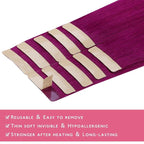 WENNALIFE Tape in Hair Extensions Human Hair Violet Tape in Extensions, 10pcs 30g 26 inch Remy Invisible Tape Ins Straight Colored Soft Real Human Hair Tape in Extensions Refill Set Extensions