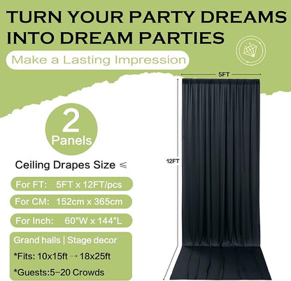 10ft×12ft Black Backdrop Curtain - Image 7