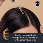 Natnique Hair Growth Gift Set – Organic Castor & Rosemary Blend + Wooden Scalp Massager Comb – Cold-Pressed, Hexane-Free, Vegan & Cruelty-Free – Natural Scalp Massage & Hair Care Set for Men and Women