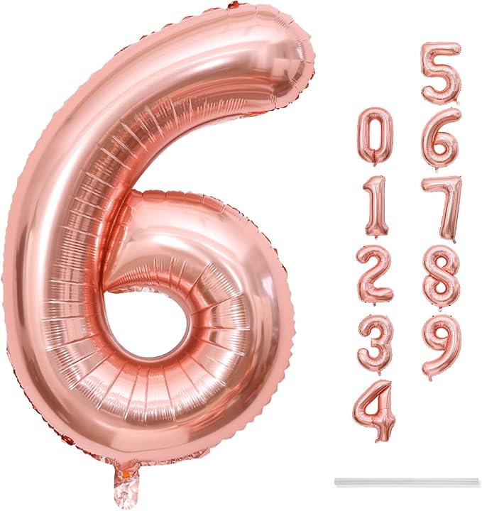 Rose Gold Foil Balloon Number 6, Large Number 6 Helium Balloon - Image 9