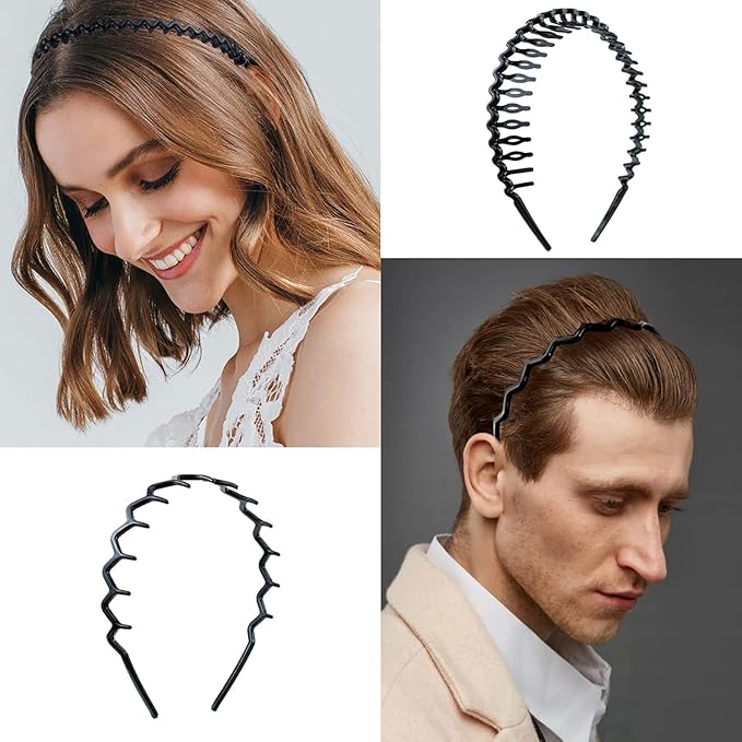 LAPOHI 8 PCS Non Slip Fashion Plastic Headbands with Teeth Skinny Hair Band Combs Hair Hoop Hair Accessory for Women Men Hair Decorations