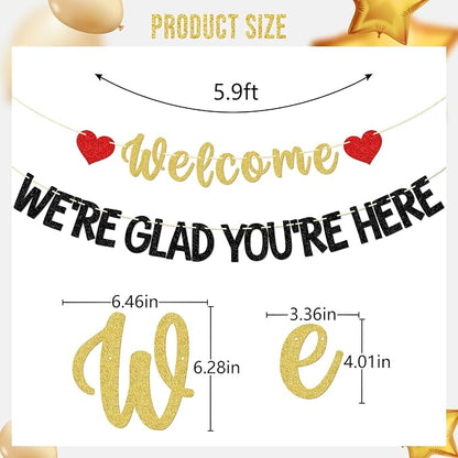 Welcome We're Glad You're Here Banner, Pre-strung | Glitter Church Welcome Sign - Image 2