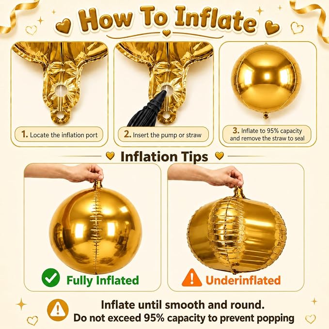 Black and Gold Round Foil Balloons - Image 4