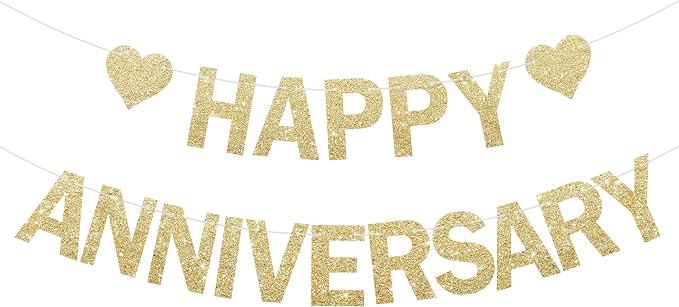Happy Anniversary Glitter Banner by Partyprops