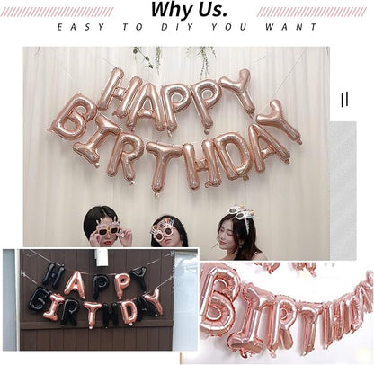 16" Rose Gold Letter Number Balloons, Happy Birthday & 2 Sets of A-Z 0-9 - Image 7