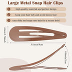 WILLBOND 30 Pieces 3.1 Inch Large Metal Snap Hair Clips Nonslip Barrettes Women Hair Accessories (Brown)