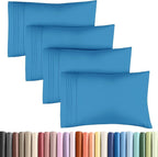 King Pillow Cases Set of 4 - Ultra Soft Hotel Quality Pillowcase Covers - Comfy, Cozy & Wrinkle Free - Shrinkage, Stain & Fade Resistant - Machine Washable Pillow Protectors - 4 Piece Set - Denim Blue