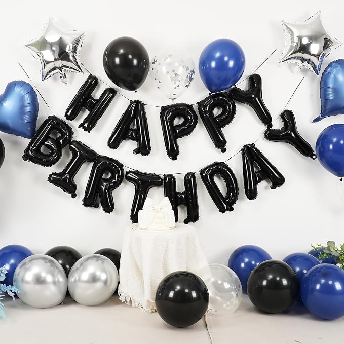 Navy Blue and Black Birthday Decorations - Image 4