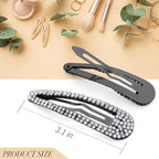 Hair Clip, 2Pcs 3.1Inch Rhinestone, Snap Hair Clips, Black, Hair Accessories for Women Girls Bridal, Wedding, Party, Prom