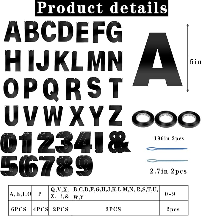 116 Pcs DIY Glitter Customizable Banner Kit Custom Banner Including 111 Letters - Image 2