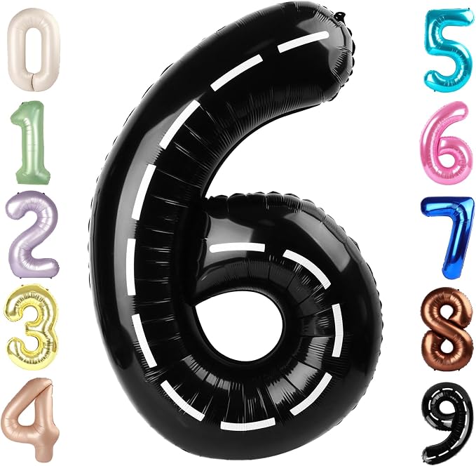 Number 6 Balloons 40 Inch for 6 16 Birthday Party Decorations, Line Black | by Mluchee