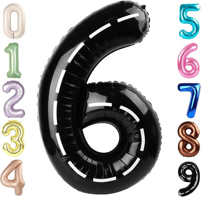 Number 6 Balloons 40 Inch for 6 16 Birthday Party Decorations, Line Black | by Mluchee