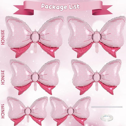 Pink Bow Balloons Different Sizes - Image 3