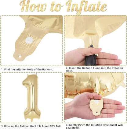 2 Pcs One Balloon Set, 40 Inch Number 1 Balloon and 41 Inch Script Letter One - Image 8