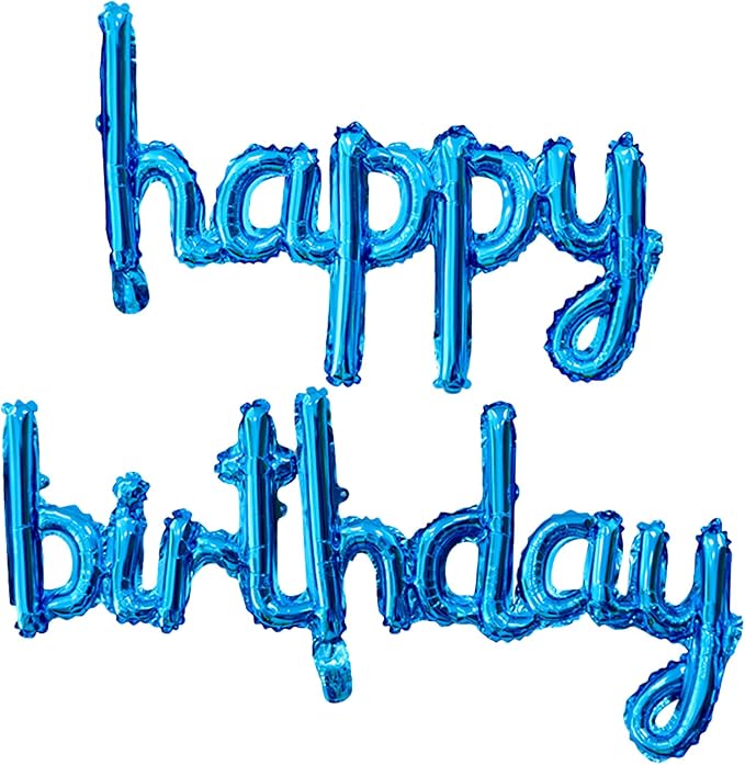 Blue Happy Birthday Balloons Banner 16 Inch Mylar Foil | Happy Birthday Letters by Unknown