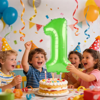 40 Inch Number 1 Balloons for 1st Birthday Party Decorations, 0-100 Fruit Green - Image 2