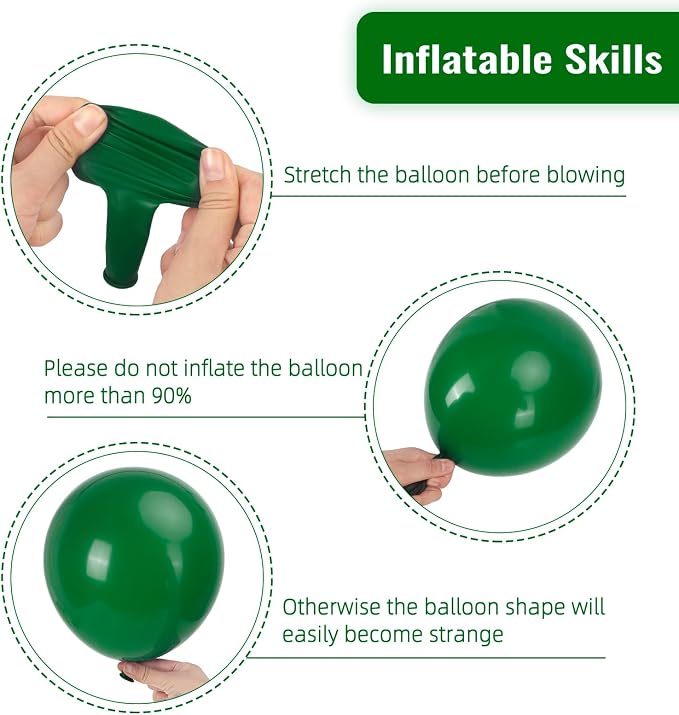 RUBFAC 87pcs Dark Green Balloons Different Sizes 18 12 10 5 Inch - Image 3