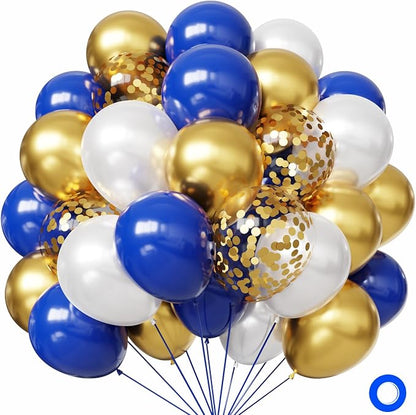 Blue and Gold Balloons by Hiquaty