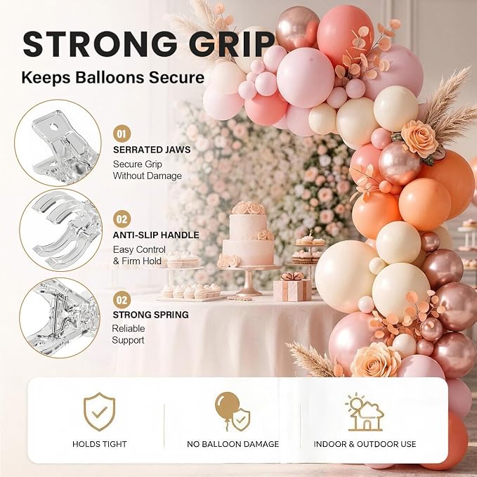 6Pack Clear Balloon Arch Clips w/ 50Pcs Balloon Arch Rings - Image 3