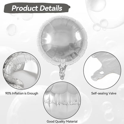 20PCS Silver Round Shaped Balloons, 18 Inch Round Foil Balloon, Giant Round - Image 3