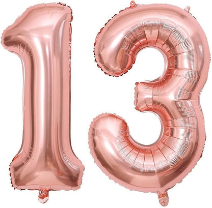 40 Inch Rose Gold 13 Number Balloons Giant Jumbo Huge 13 or 31 Foil Mylar by LHOAVWE