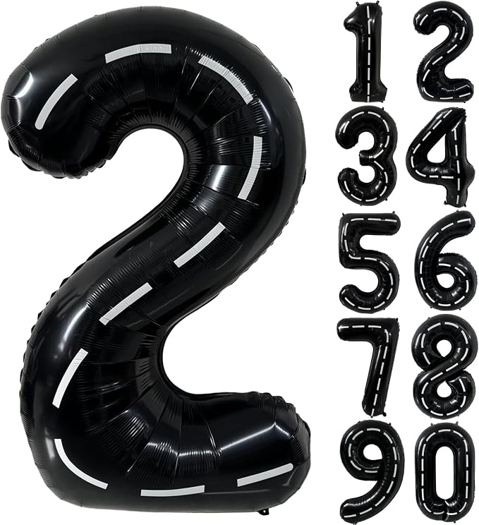40 Inch Race Car Black Number Balloons Race Car Birthday Party Balloons Large by Yeodong