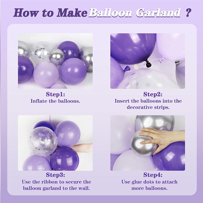 147pcs Purple Balloon Garland Arch Kit, Different Sizes - Image 4