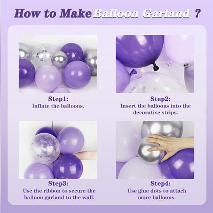 147pcs Purple Balloon Garland Arch Kit, Different Sizes - Image 4