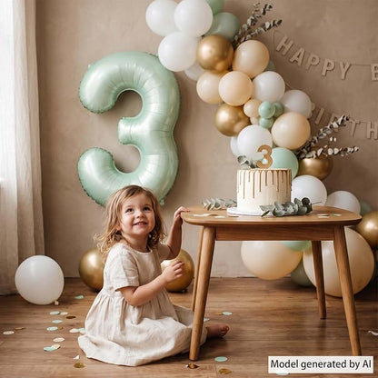 Olive Green Number 3 Balloon 40 Inch, Backdrop Sign - Image 2