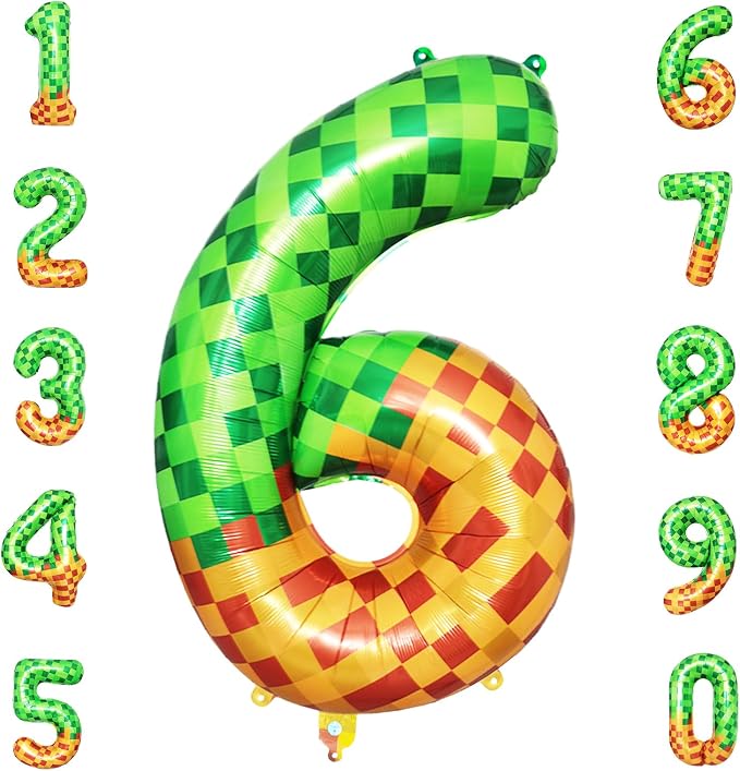 40 Inch Pixelated Number 6 Foil Balloon by TNCDJKPA