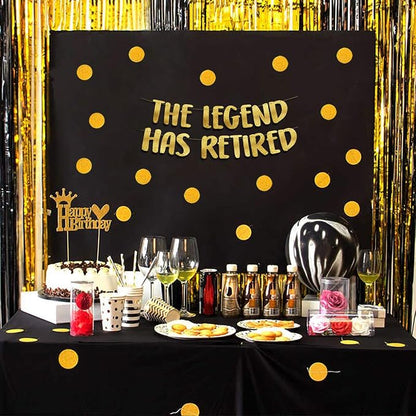 Pre-Strung The Legend Has Retired Gold Glitter Banner - Image 2