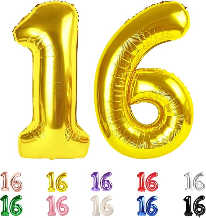16 Balloon Numbers 40Inch for 16th Year Old Birthday Decorations, Inflation by Mluchee