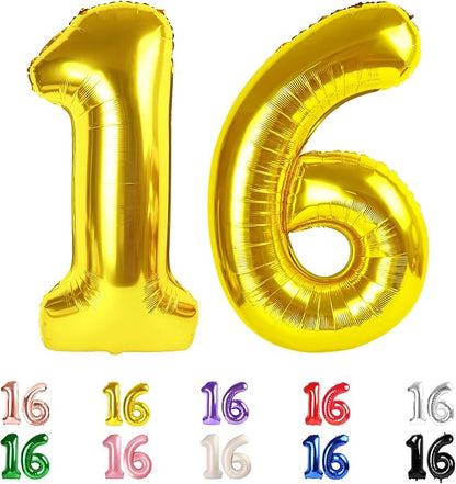 16 Balloon Numbers 40Inch for 16th Year Old Birthday Decorations, Inflation by Mluchee
