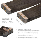 WENNALIFE Tape in Hair Extensions Human Hair, 20pcs 50g 14 inch Cool Dark Brown Remy Hair Extensions Straight Human Hair Tape in Extensions Skin Weft Tape Extensions