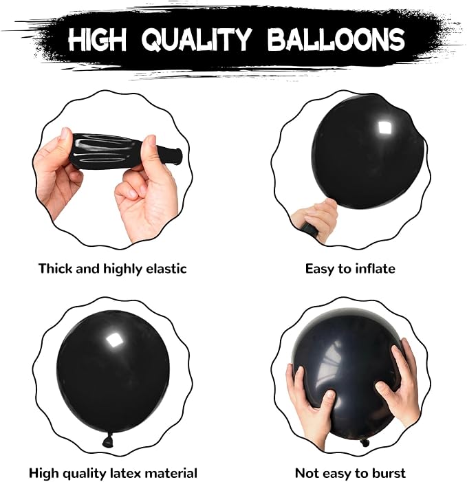 134Pcs Black Balloons Different Sizes 5 10 12 18 Inch Black Balloon Garland - Image 3