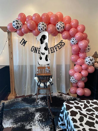 Cow Print Number 1 Balloon 40 inch, Cow Birthday Party Balloons Decorations | - Image 3