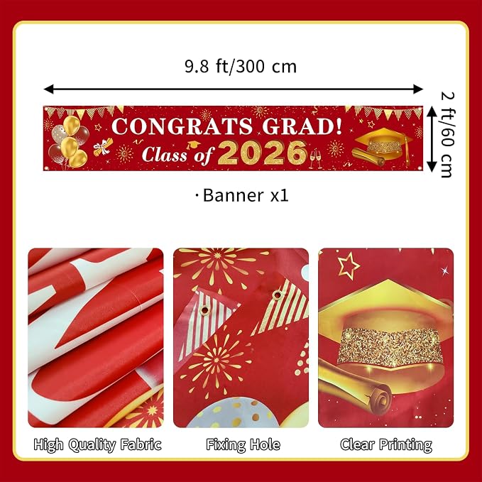 2026 Graduation Decorations Congrats Grad Class of 2026 Banner - Image 2