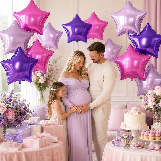 Star Foil Balloons, 18 Inches Purple Pink Balloons - Image 5