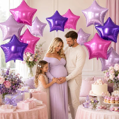 Star Foil Balloons, 18 Inches Purple Pink Balloons - Image 5