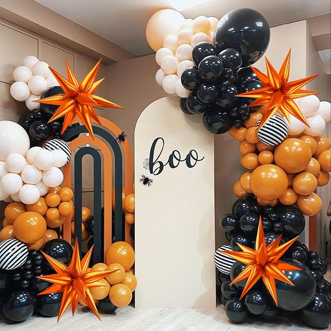 Star Foil Balloons 12 Point Cone Explosion Star Foil Balloons | 60 Pcs Orange - Image 5